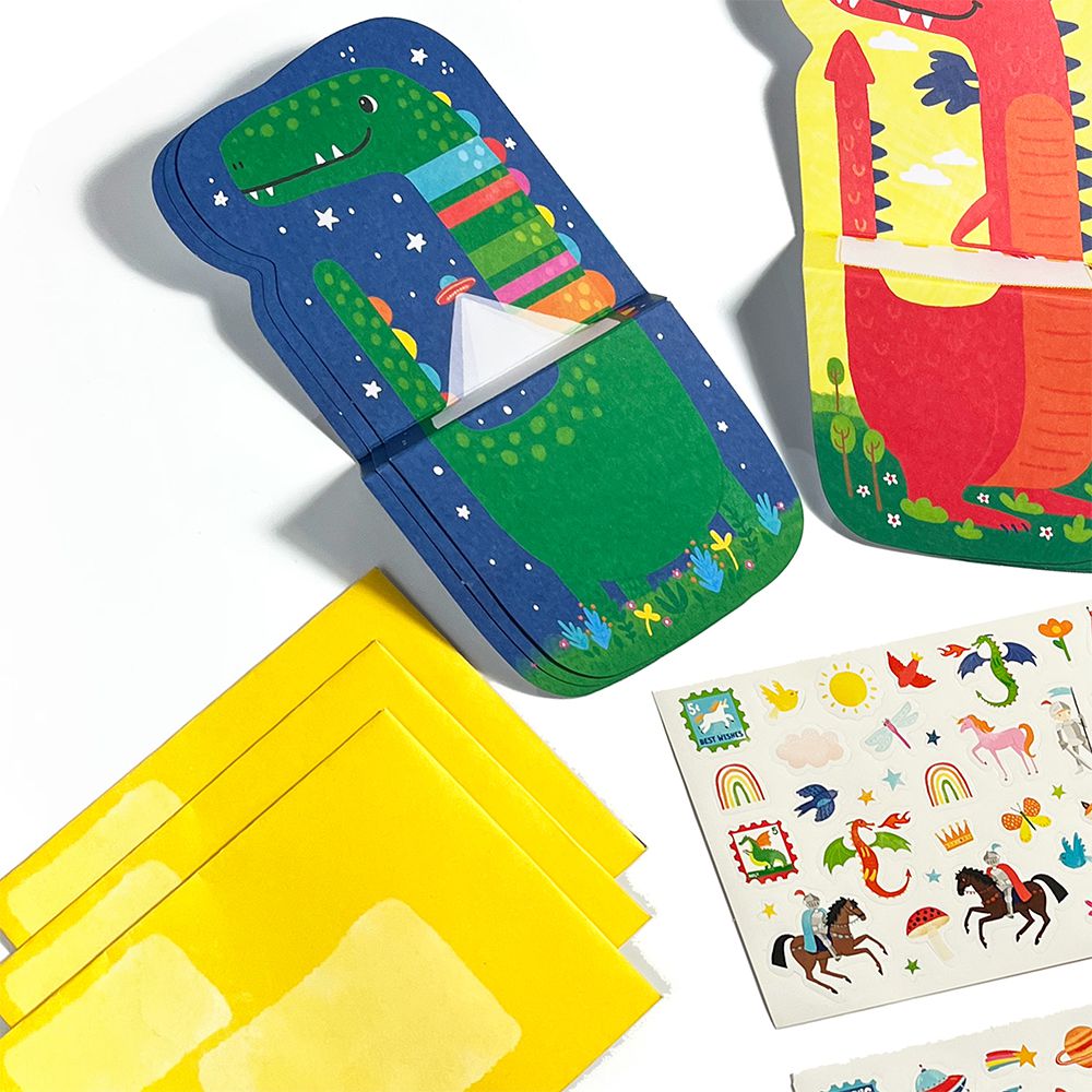 【幼兒益智遊戲】隨行貼紙文青小卡組 (恐龍與龍的世界)