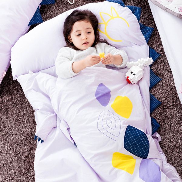 韓國Daby - 大怪獸兒童睡袋-恐龍Dinoy(淺紫) (適用：1~6歲，尺寸：80 x 135 公分 (枕頭 80x32/ 軟墊80x103公分))