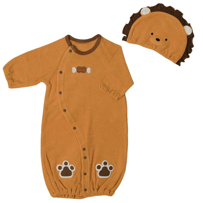 akachan honpo - 長袖造型連身衣-附帽子 獅子-咖啡色 (50~60cm)