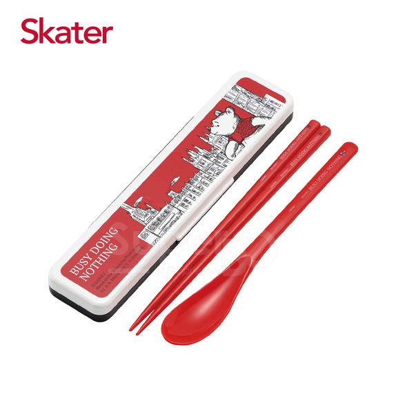 日本 SKATER - 湯匙筷子組(附盒)-小熊維尼London