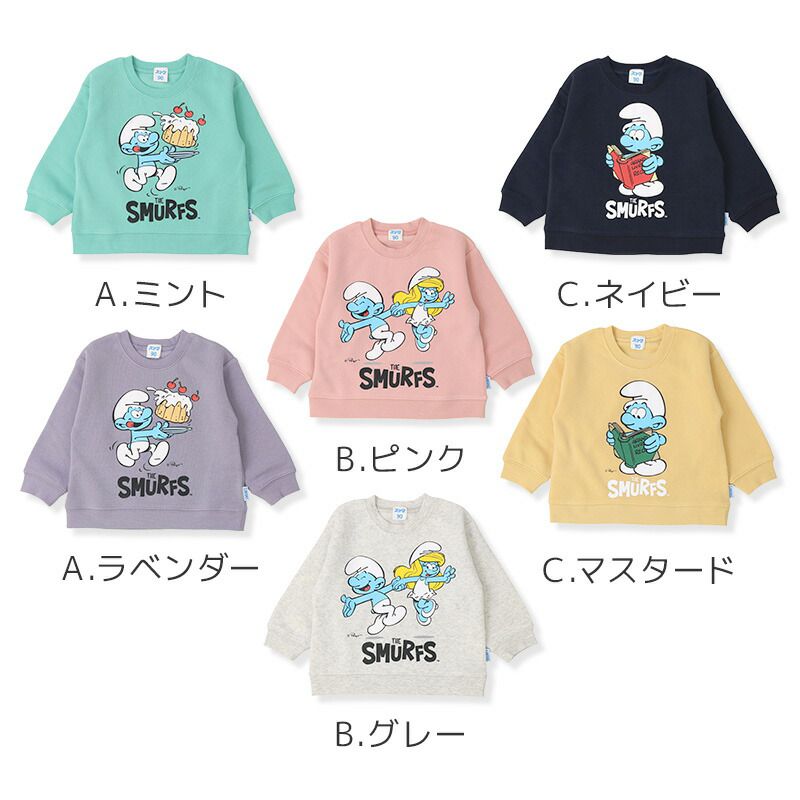 日本 ZOOLAND - 藍色小精靈聯名 保暖長袖上衣-讀書乖寶寶-海軍藍