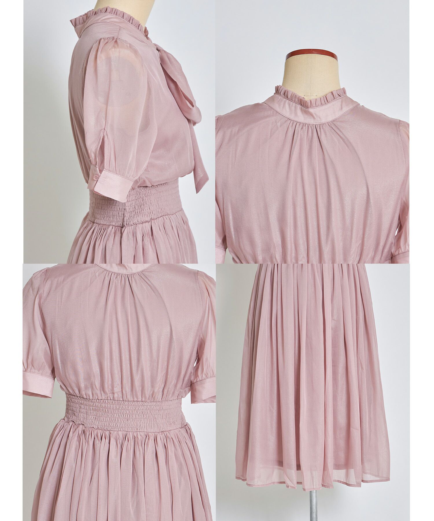 日本 tocco-closet - 2WAY甜美蝴蝶結雪紡洋裝-海軍藍