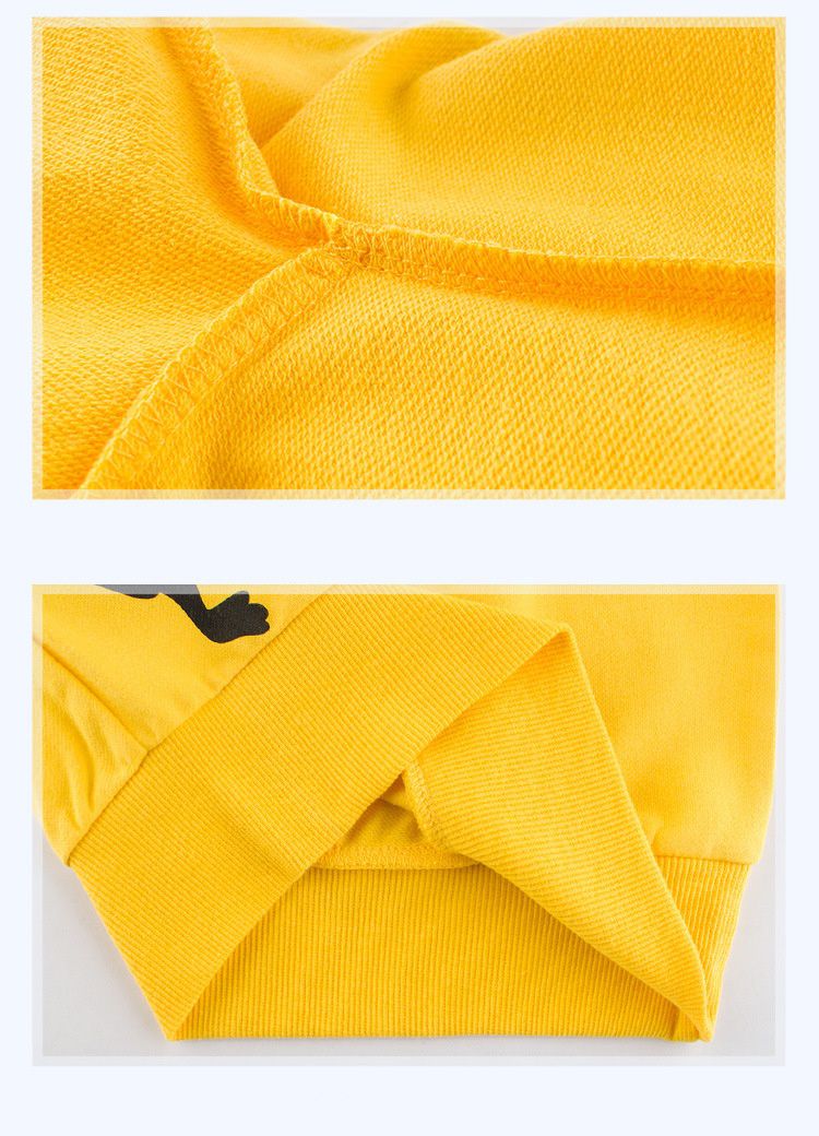 棉質長袖大學T-恐龍偷偷摸摸-黃色