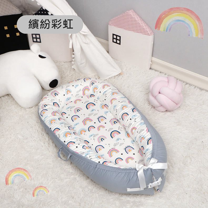 Tree Nest - 嬰兒床中床 頂級純棉(可機洗可烘乾)-繽紛彩虹