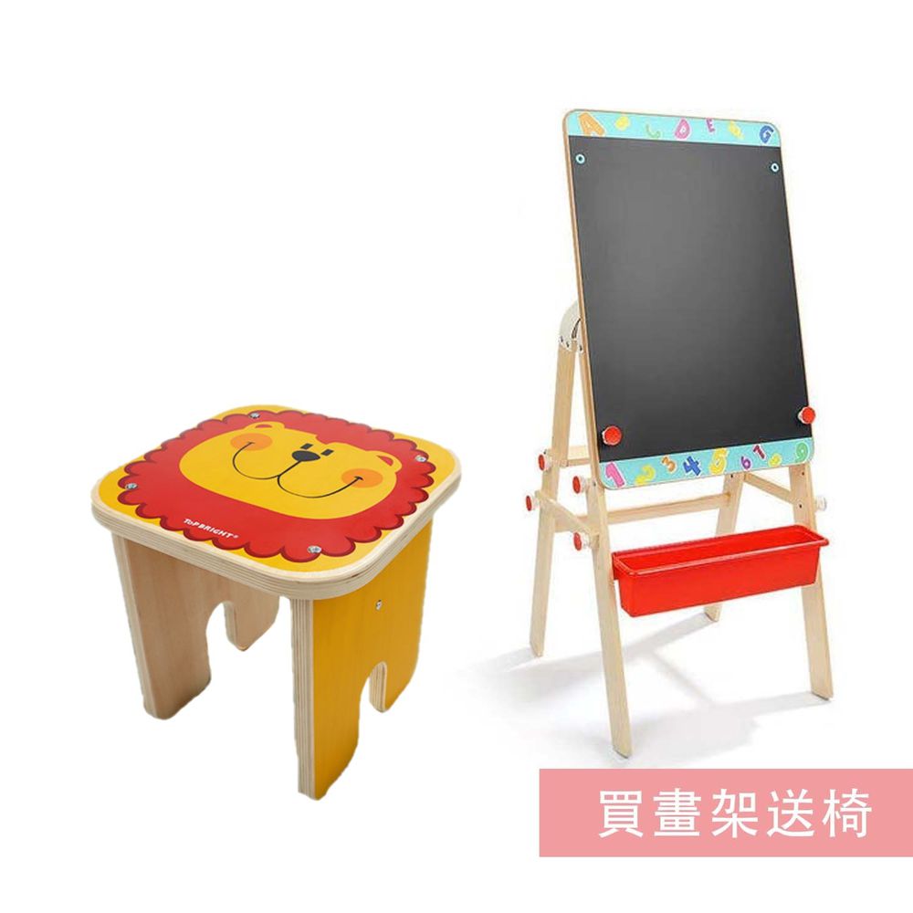 芬蘭 Top Bright - 【超值組合】二合一畫板書桌(藍色邊框)+贈送兒童凳椅-獅子