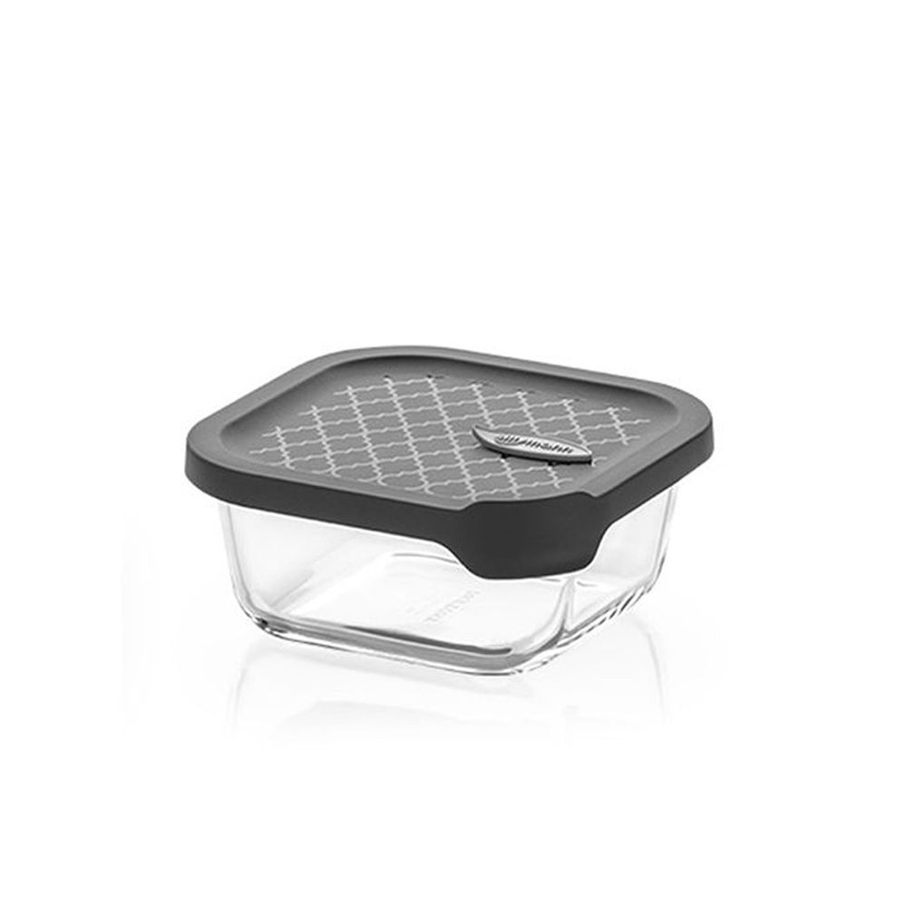 韓國 sillymann - 100%鉑金矽膠微波烤箱輕量玻璃保鮮盒(正方型500ml)-灰