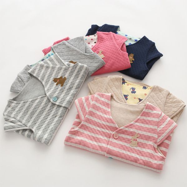 JoyNa - 純棉兒童保暖馬甲背心-米黃色