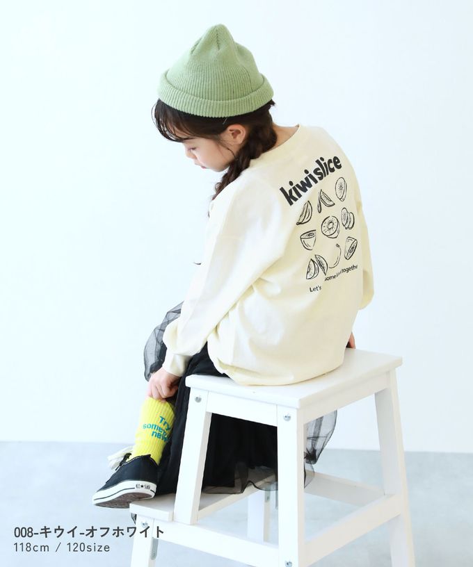 日本 devirock - 100%棉 印花寬鬆長袖T恤-方形英文標語-紫