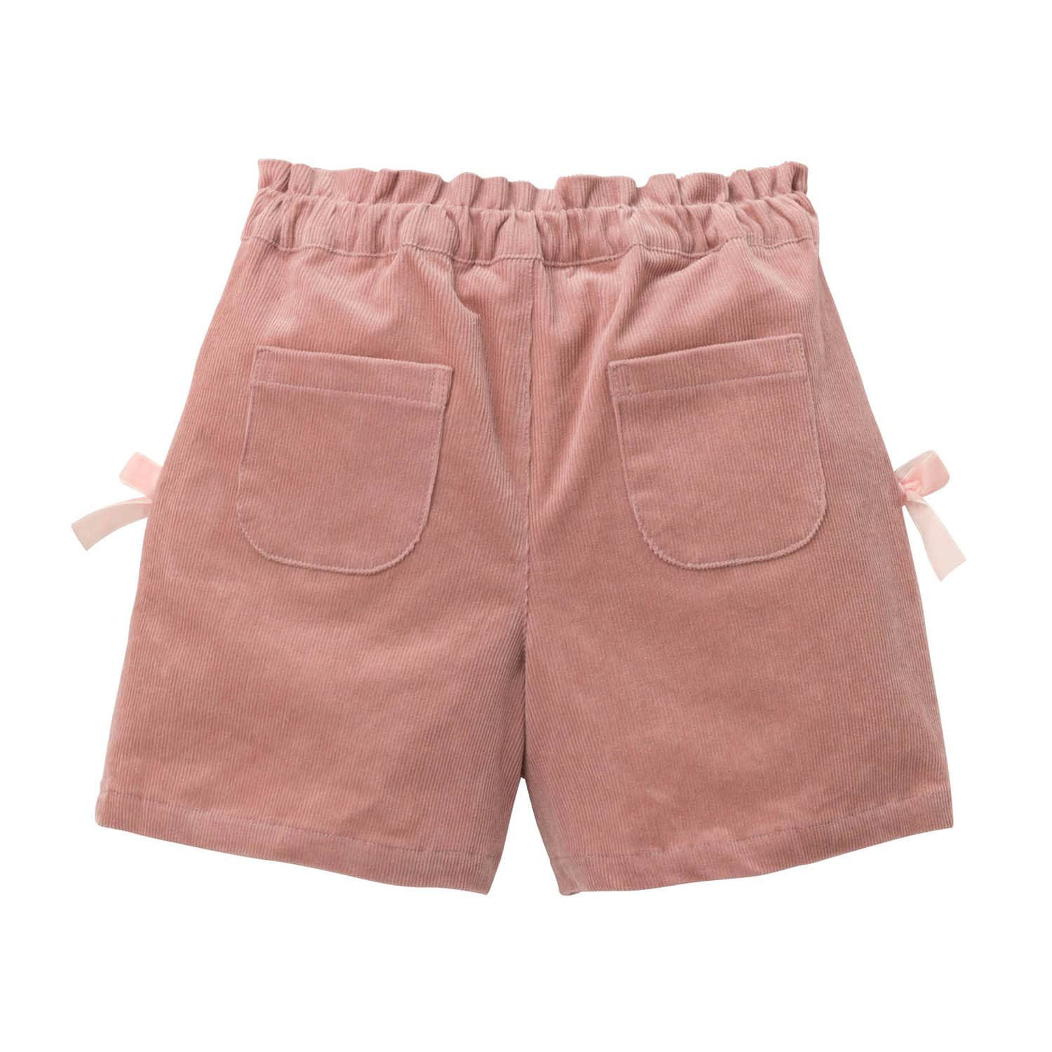 日本千趣會 - 蝴蝶結燈芯絨短褲-奶油杏