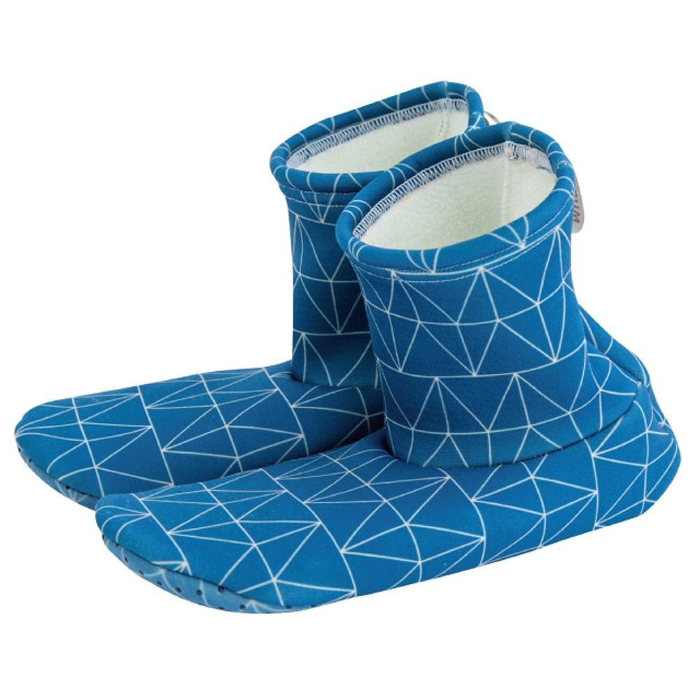 日本 BISQUE - 機能保暖足袋型止滑室內襪-麻葉紋-深灰藍 (M(23-24.5))