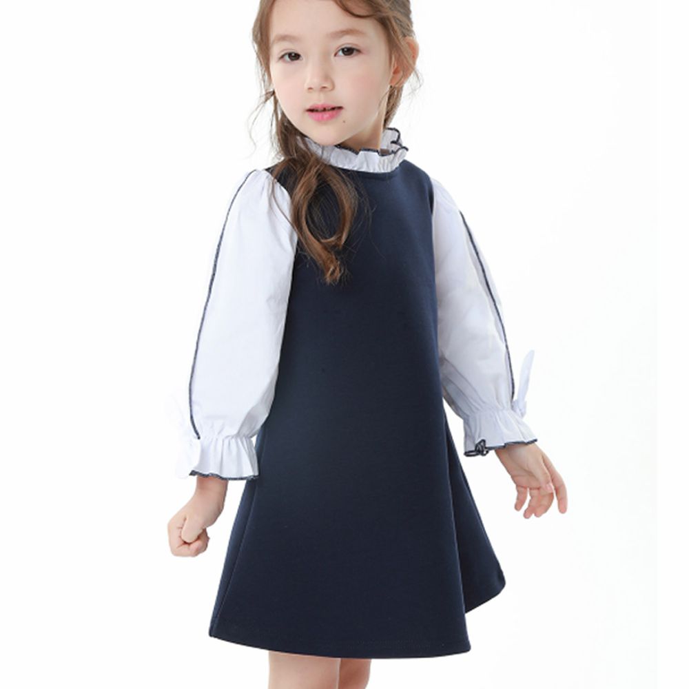 韓國 OZKIZ - 假兩件學院風氣質洋裝
