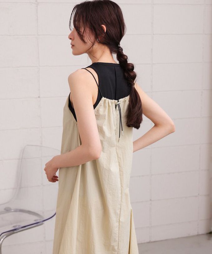 日本 Bab - 下擺澎澎氣球尼龍吊帶洋裝-深灰