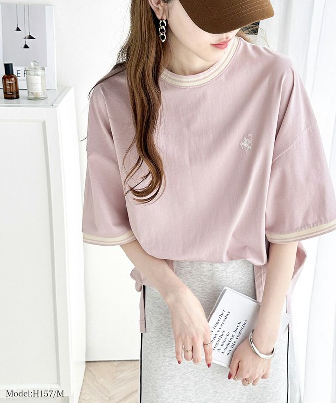 日本 Classical Elf - Java 100%天竺棉 刺繡舒適短袖上衣-粉紅