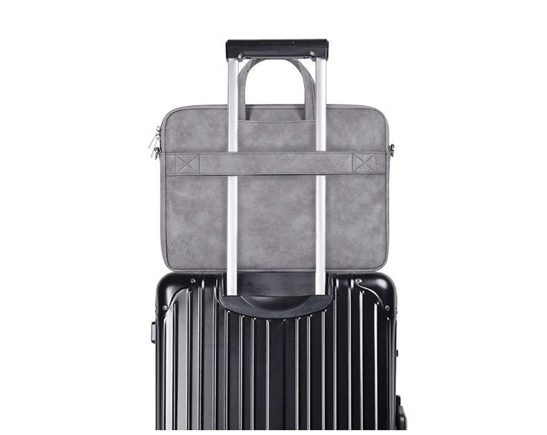 PU防潑水手提/肩背2用式電腦包-仿舊黑-附背帶