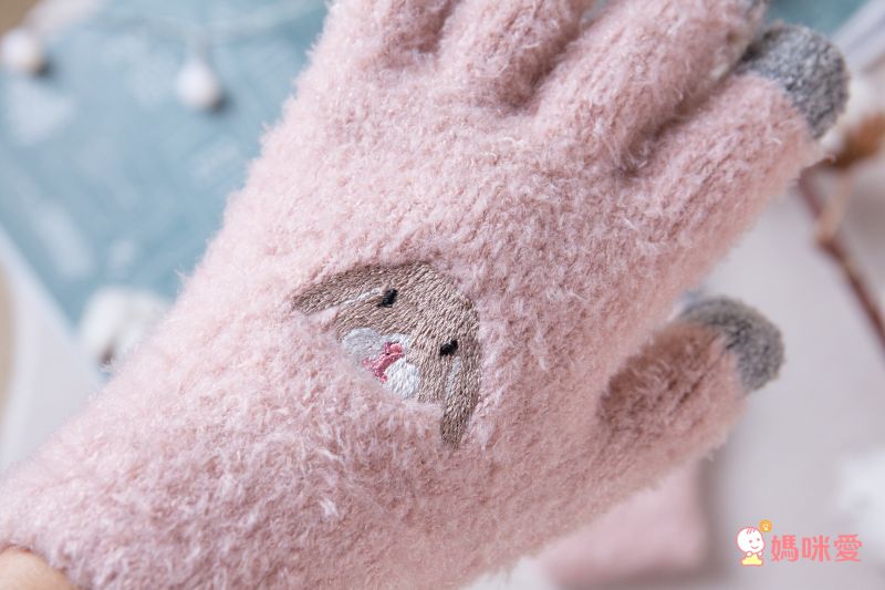 日本 TOMO - 大人可觸控短絨保暖手套-小刺蝟-紅棕