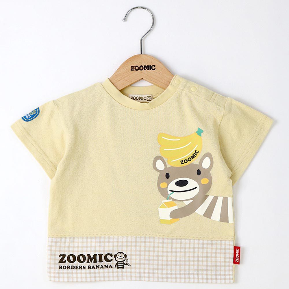 日本 ZOOLAND - 輕薄天竺棉印花短袖上衣-香蕉牛奶-淺黃