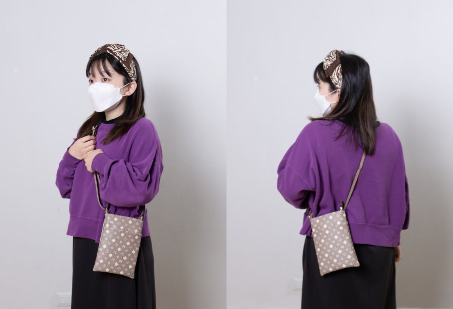 日本 FIRANO - [雜誌揭載]經典花紋仿皮托特包+側背包2件組-附摺疊購物袋-米白 (30x40x14cm)