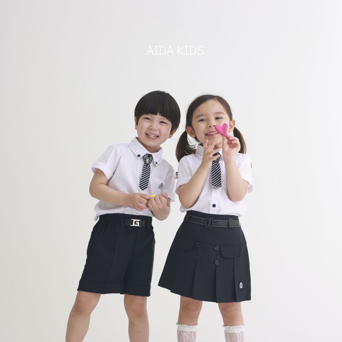 韓國 AIDA - 鬆緊腰裝飾腰帶百搭短褲-黑