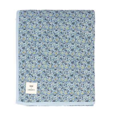 丹麥BIBS - Liberty QuiltedBlanket 有機棉蓋毯-ChamL寶貝藍 (70x100cm)