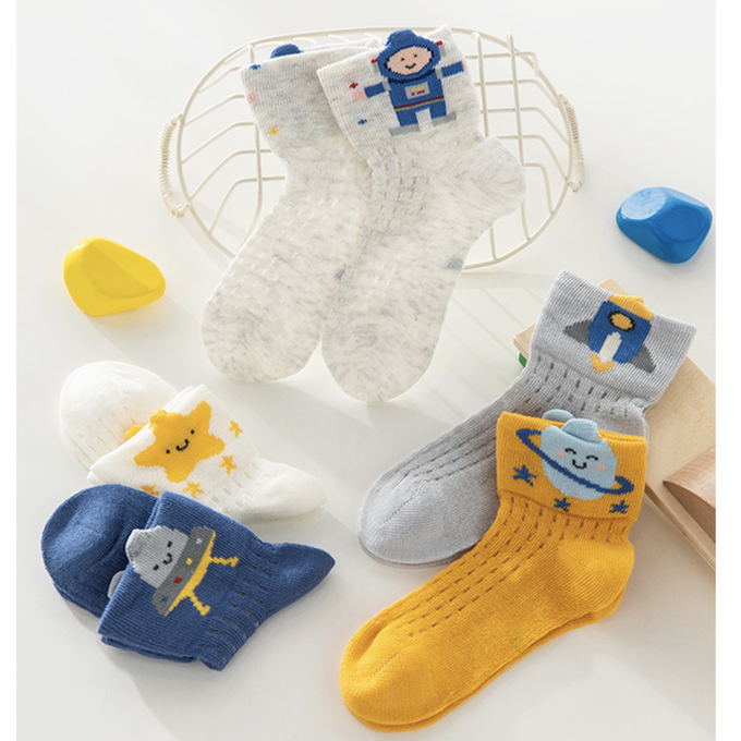 love, charlotte - 太空漫步網眼短筒棉襪-5 雙一組