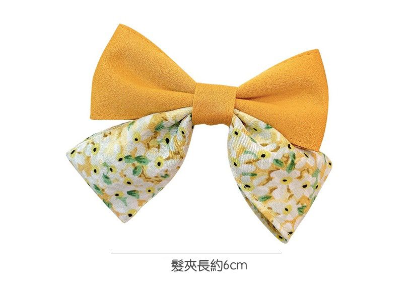 公主碎花大蝴蝶結髮夾-粉色