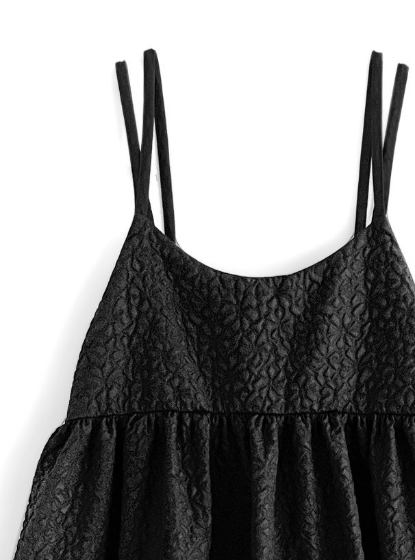 日本 GRL - 優雅抓皺泡泡布吊帶裙-米杏