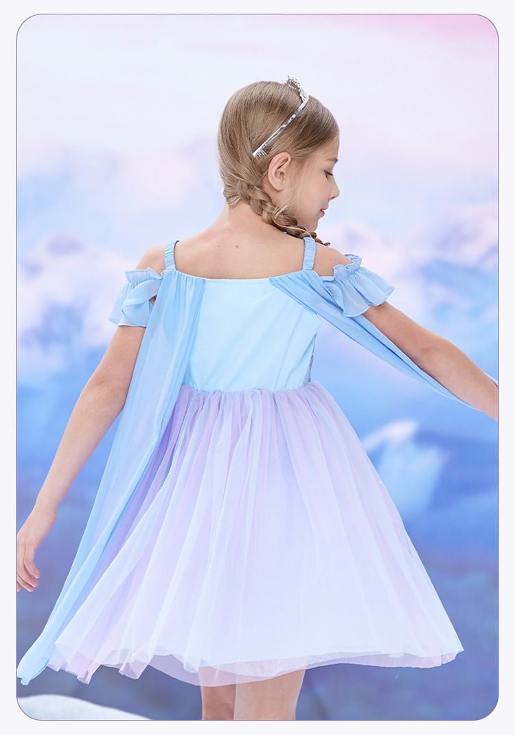 公主系列造型連身裙/萬聖節-卡通人物艾莎-紫色