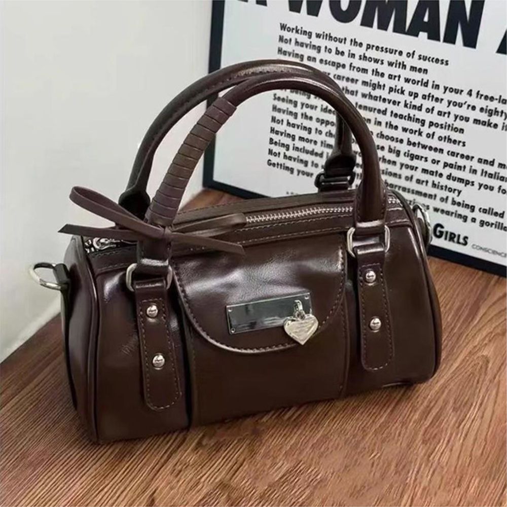 亮麗心型吊牌迷你波士頓包-咖啡 (F)