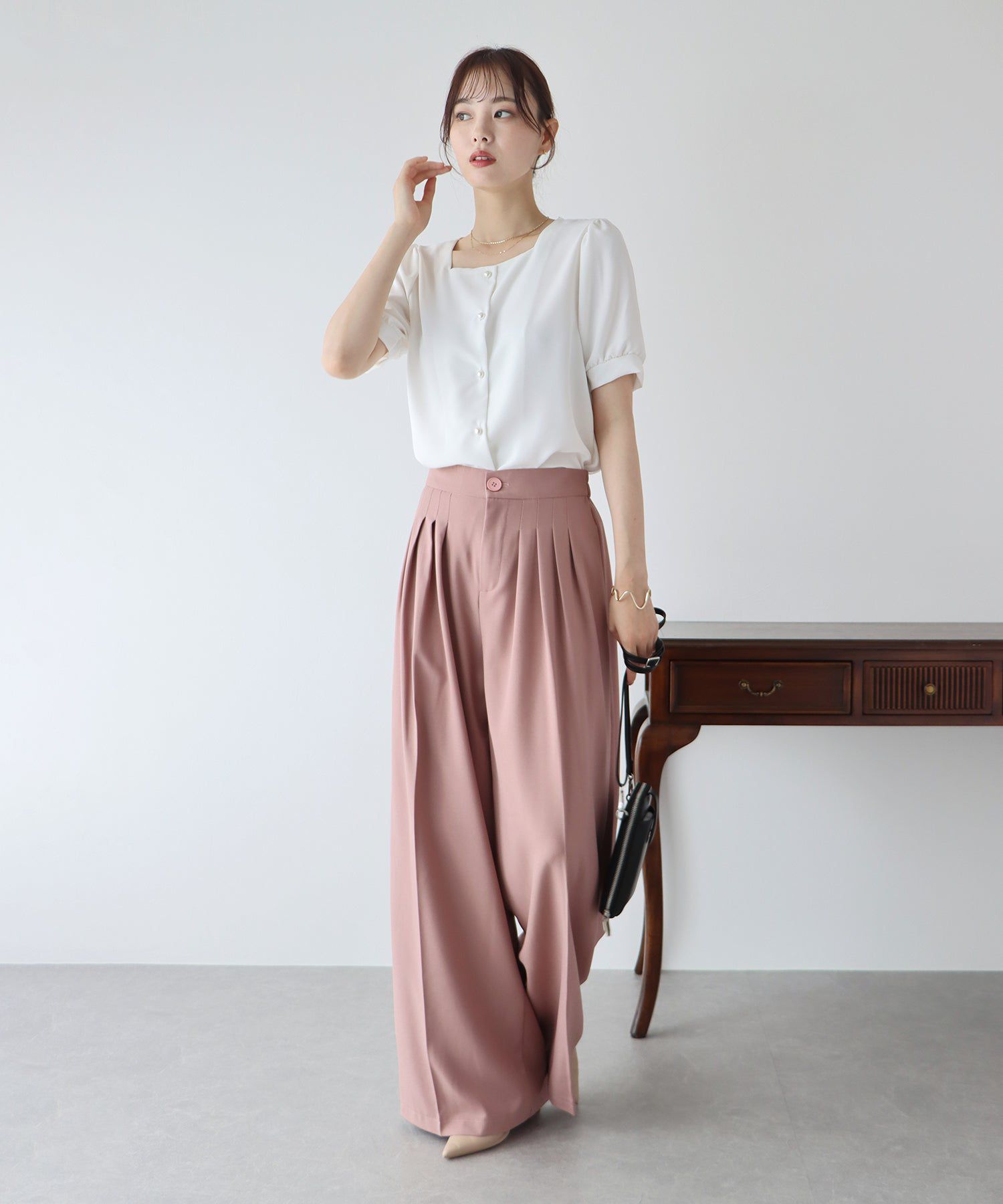 日本 BLUE EAST - 法式方領短袖珍珠釦襯衫-水藍