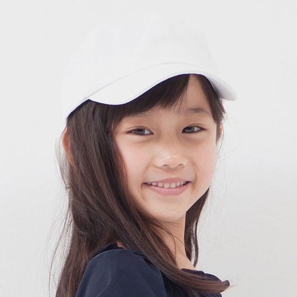 日本 irodori - 100%棉厚磅蝴蝶結遮陽老帽-兒童款-白 (約54cm)