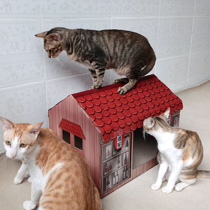 瓦愣紙製造型貓抓屋-日式居酒屋 (35.5x30x55cm)