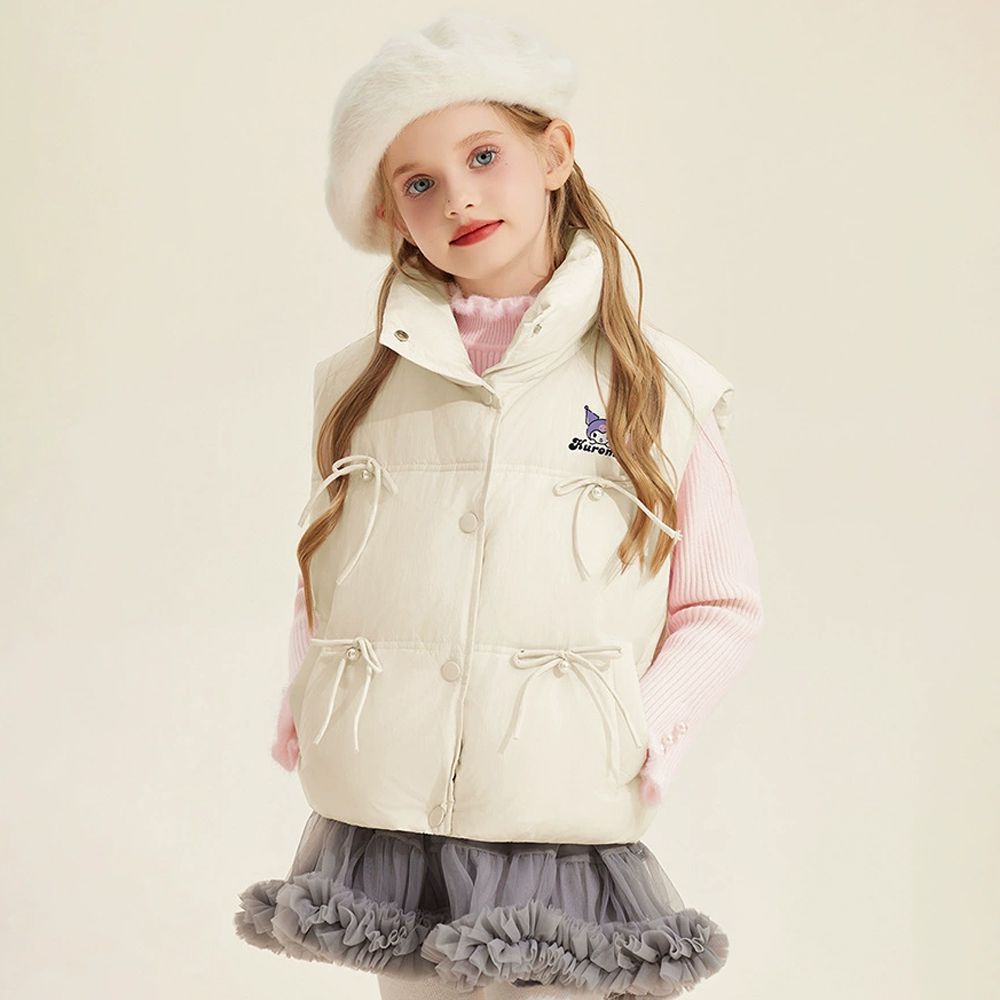 90%羽絨珍珠蝴蝶結背心-卡通人物酷洛米-杏色