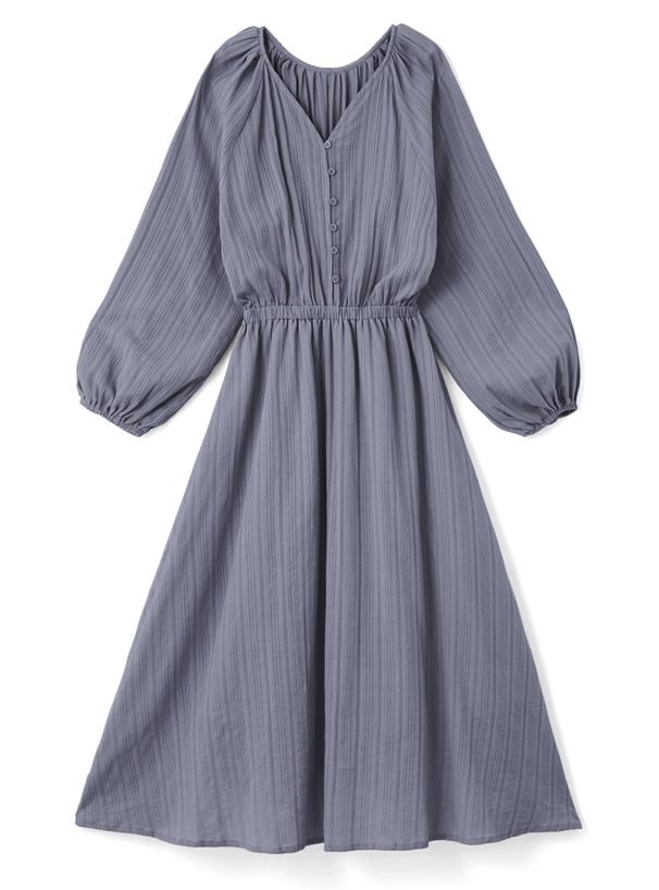 日本 GRL - 小步舞曲泡泡袖縮腰洋裝-軍綠