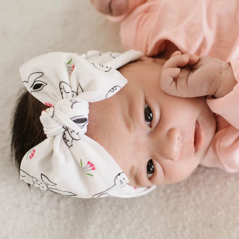 美國baby bling - 純手工極優雅細緻輕柔微彈性/毫無束縛感蝴蝶結髮帶/髮飾_印花經典款-萌萌兔