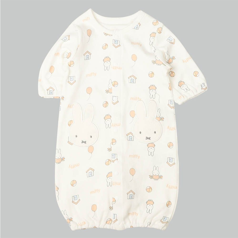 長袖連身衣-米飛兔房子圖案-米白色 (50~60cm)