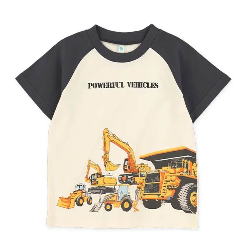 100%棉 撞色印花短袖上衣-怪手-黑