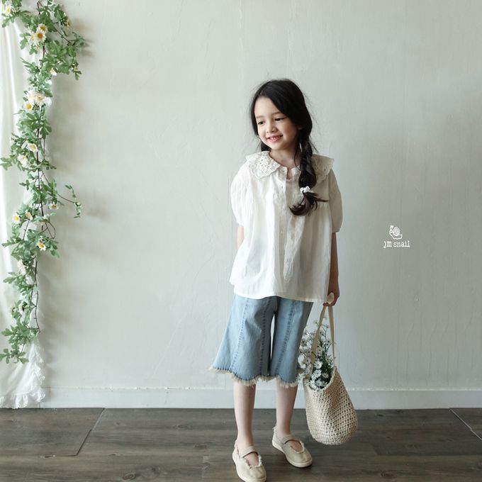 韓國 Jmsnail - 鬆緊腰褲管剪裁抽鬚牛仔褲-深藍