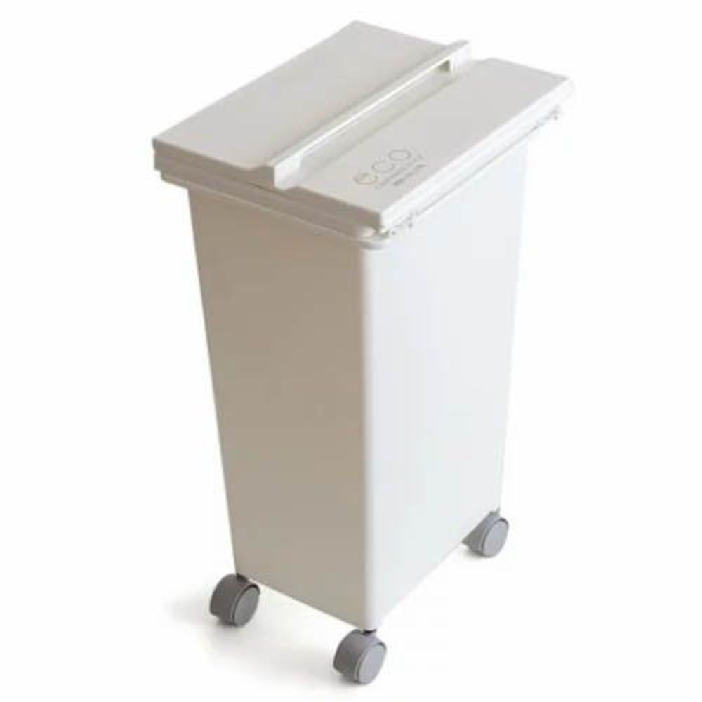 日本 eco container style - 三段式掀蓋質感垃圾桶-白色-21L