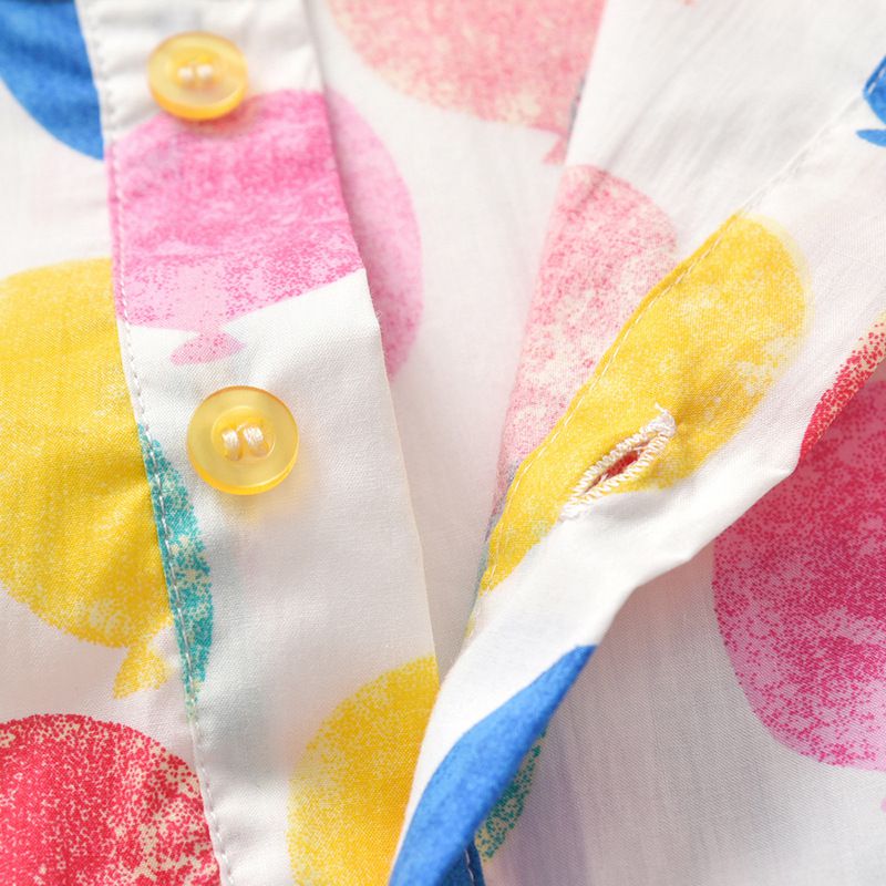 泡泡袖收腰公主裙-繽紛氣球-白底