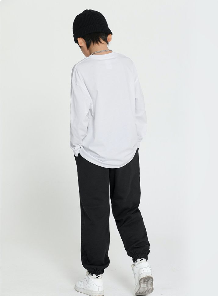 純棉長袖上衣-反光英文字母-黑色