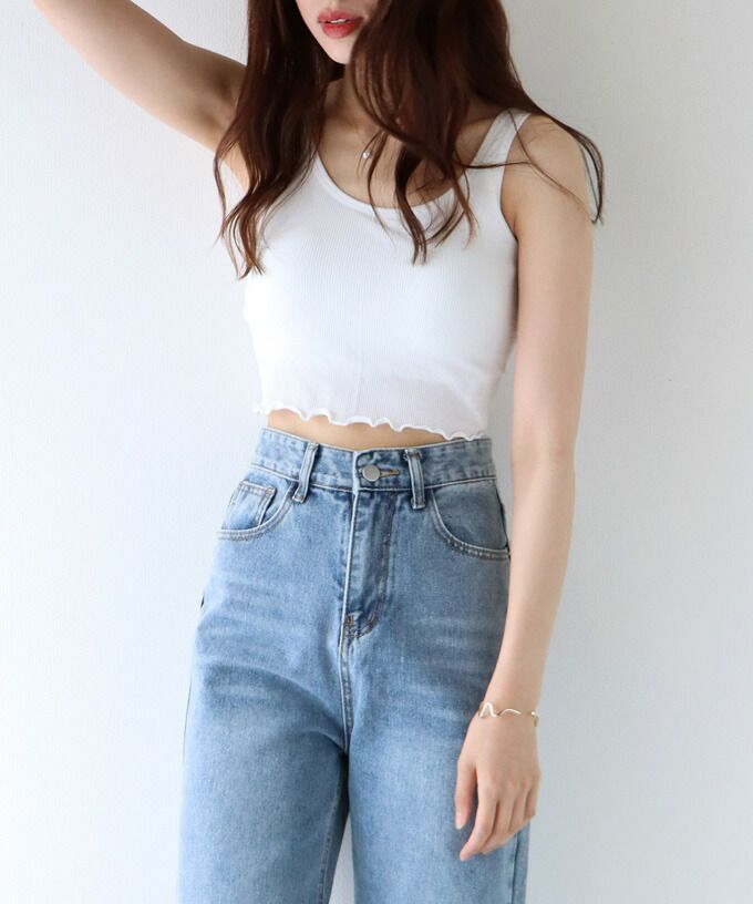 日本 BLUE EAST - 短版無袖背心/上衣(附Bra)-米杏