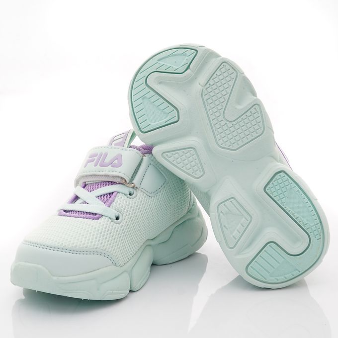 FILA - 電燈透氣慢跑運動鞋-2-J437X-339水藍(中大童段)-運動鞋-水藍