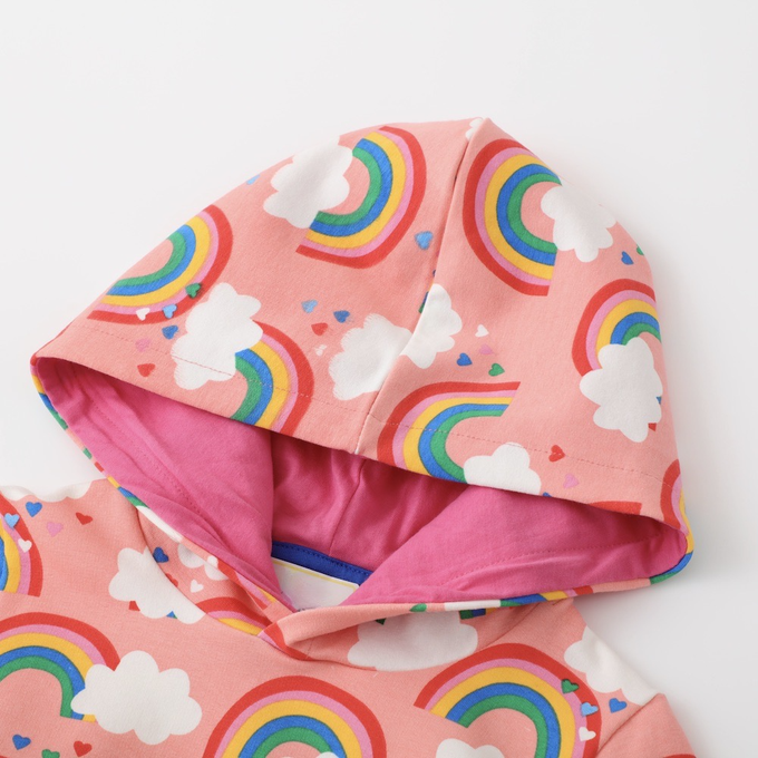 love, charlotte - 彩虹雲朵全棉連帽長袖洋裝