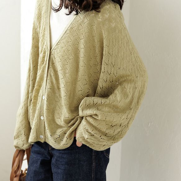 日本 ihuu - 毛海觸感鏤空針織2WAY開襟衫-淺灰