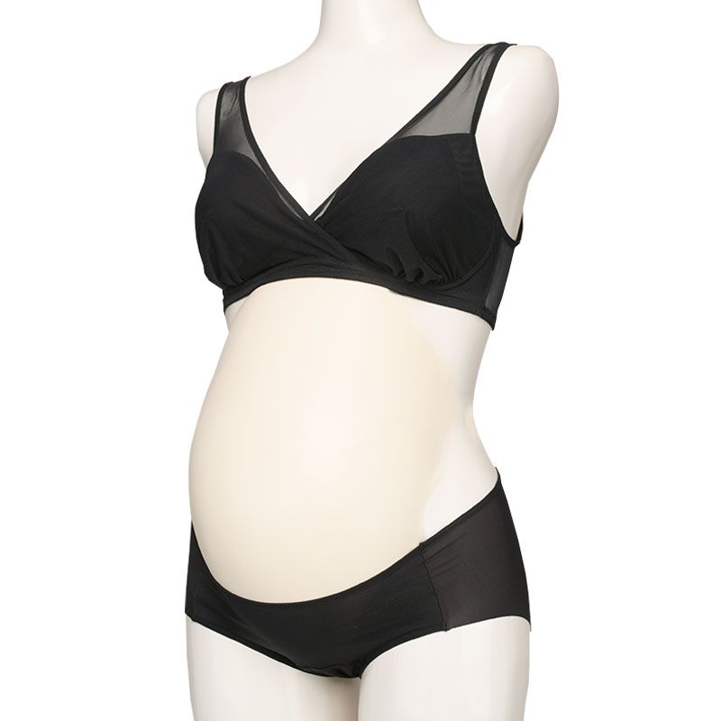 akachan honpo - 半截式內衣-具哺乳功能&內褲組-黑色