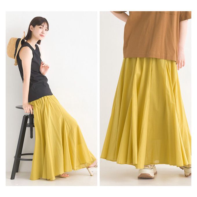 日本 OMNES - 100%印度棉 清爽飄逸長裙-淺棕