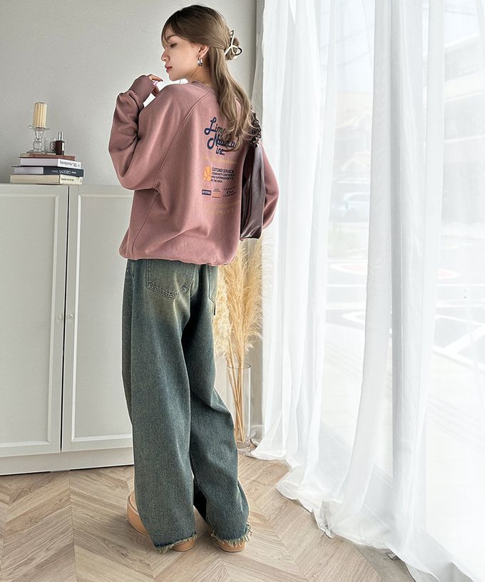 日本 Classical Elf - Java 背後美式logo裏起毛長袖上衣-淺灰