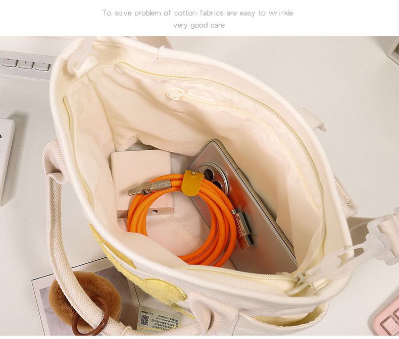 卡通大容量斜背包/補習袋-卡通人物奇奇-杏色 (25x11x23cm)