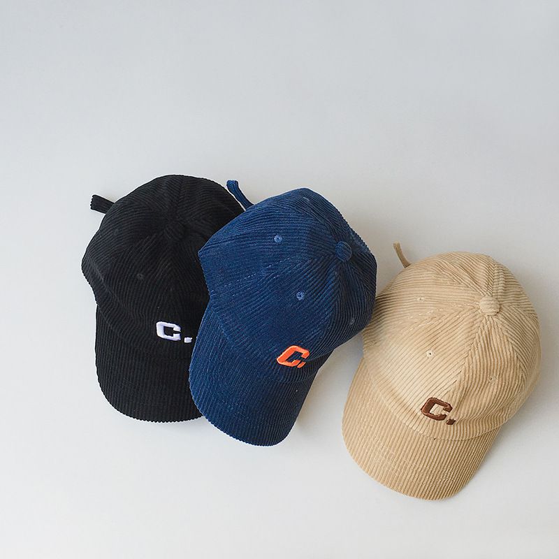 字母燈芯絨棒球帽-橘粉色 (50-52CM(建議3歲-6歲))