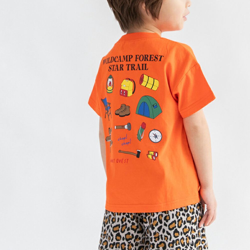 100%天竺棉 印花短袖上衣-露營工具-橘